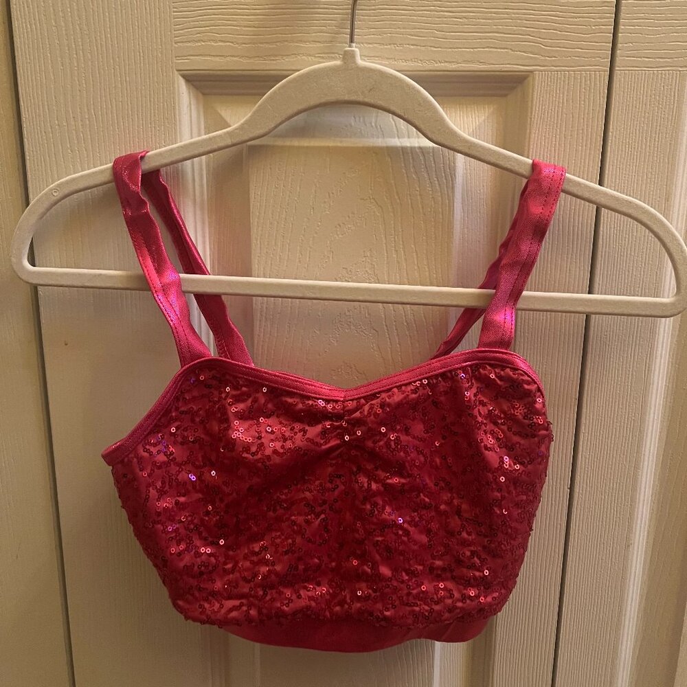 Balera Sequin Dance crop top Hot Pink - Size Small Adult